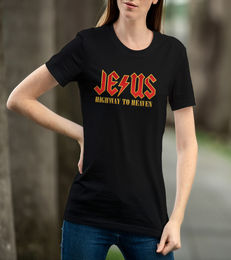 Jesus Highway To Heaven Lightning Bolt T-Shirt