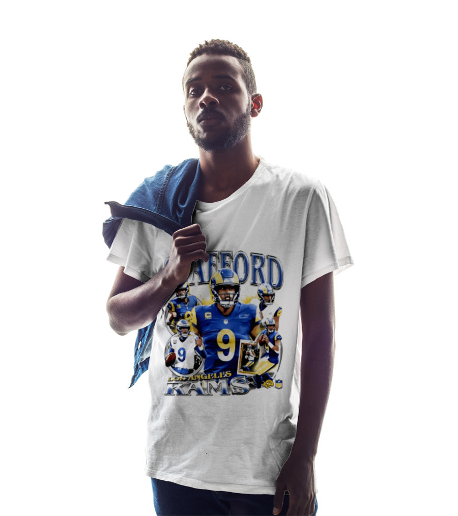Matthew Stafford Los Angeles Rams 2026 Player Collage Number 9 Helmet Action Photos T-Shirt