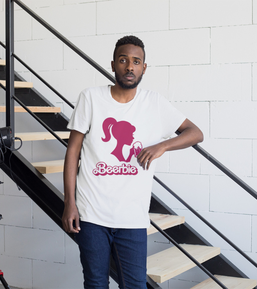 Beerbie Pink Beer Barbie Icon With Beer T-Shirt