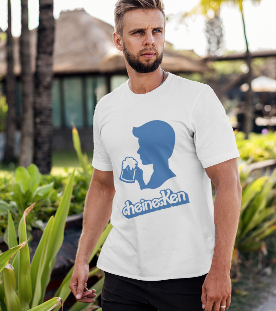 Ken Blue Beer Silhouette Heineken Play On Words T-Shirt