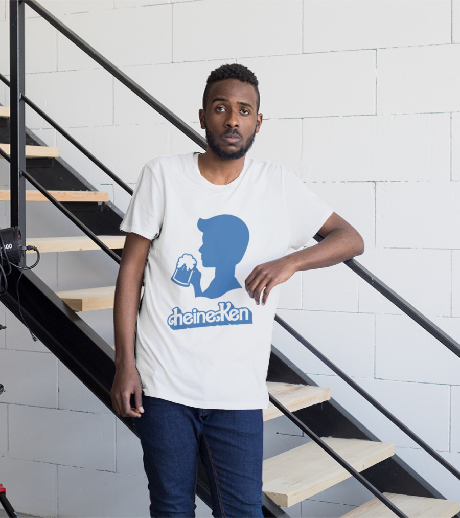 Ken Blue Beer Silhouette Heineken Play On Words T-Shirt