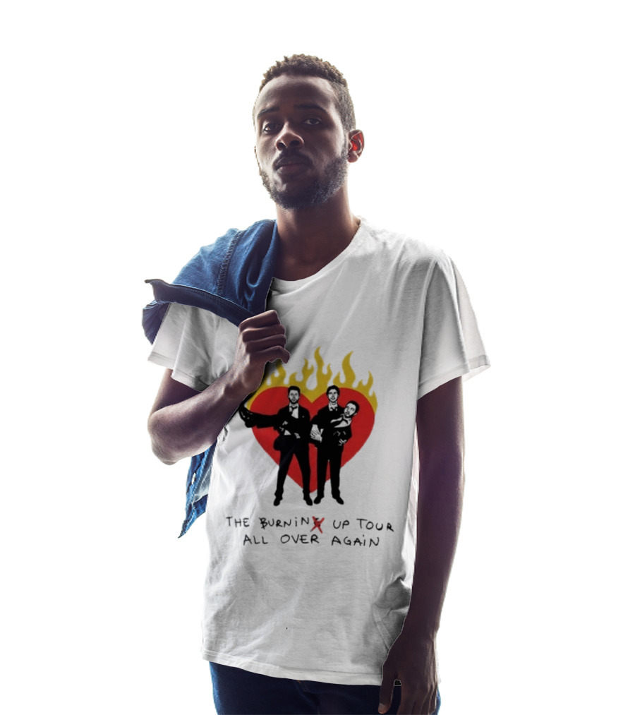 Jonas Brothers Burnin' Up Tour All Over Again Heart Flames Silhouette 2026 T-Shirt
