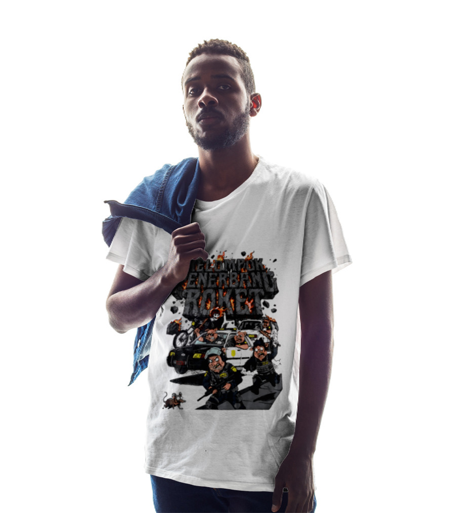Kelompok Penerbang Roket Pig Police Bastard Burning Riot Scene T-Shirt