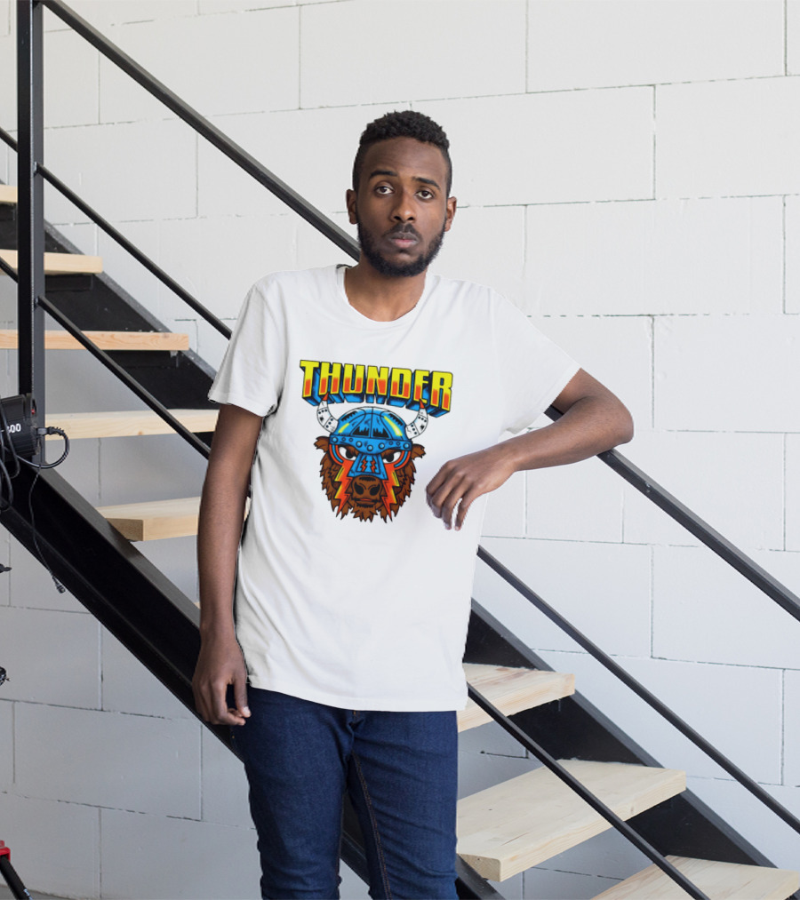 Thunder Buffalo Viking Helmet Bison Basketball T-Shirt