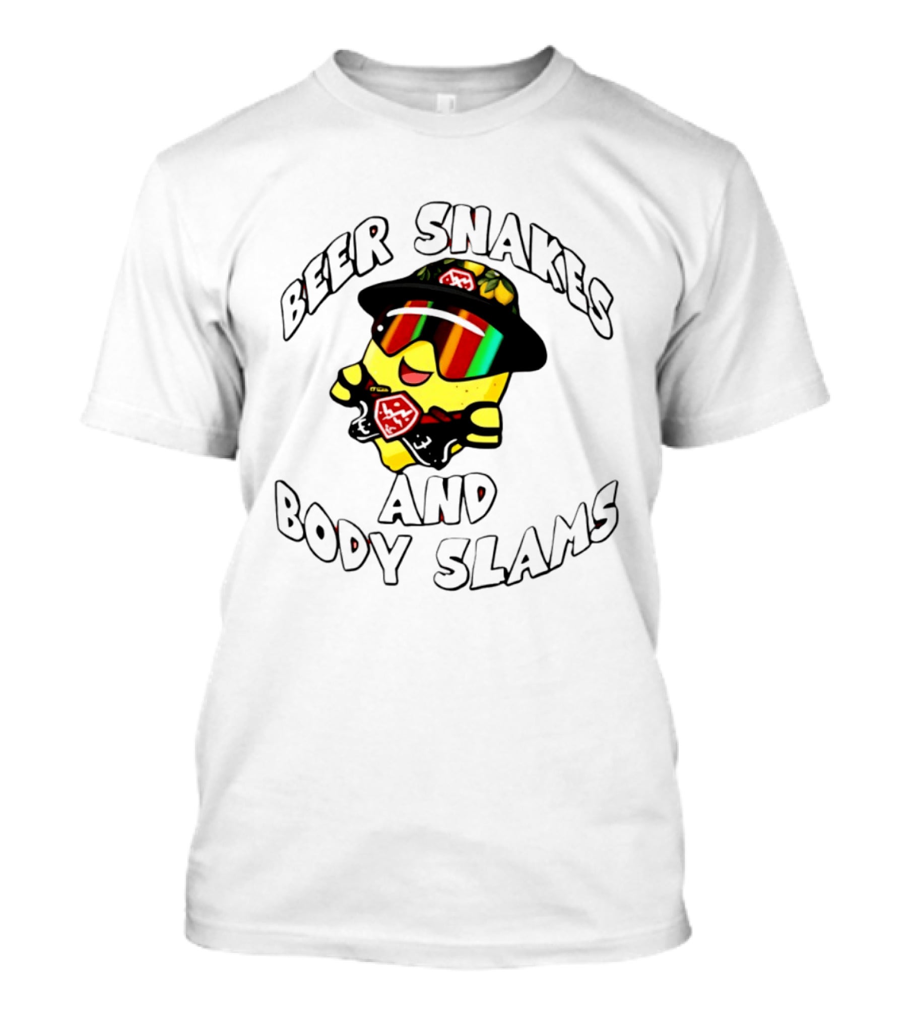 Beer Snakes And Body Slams Lemon Guy Fun Retro 90s T-Shirt