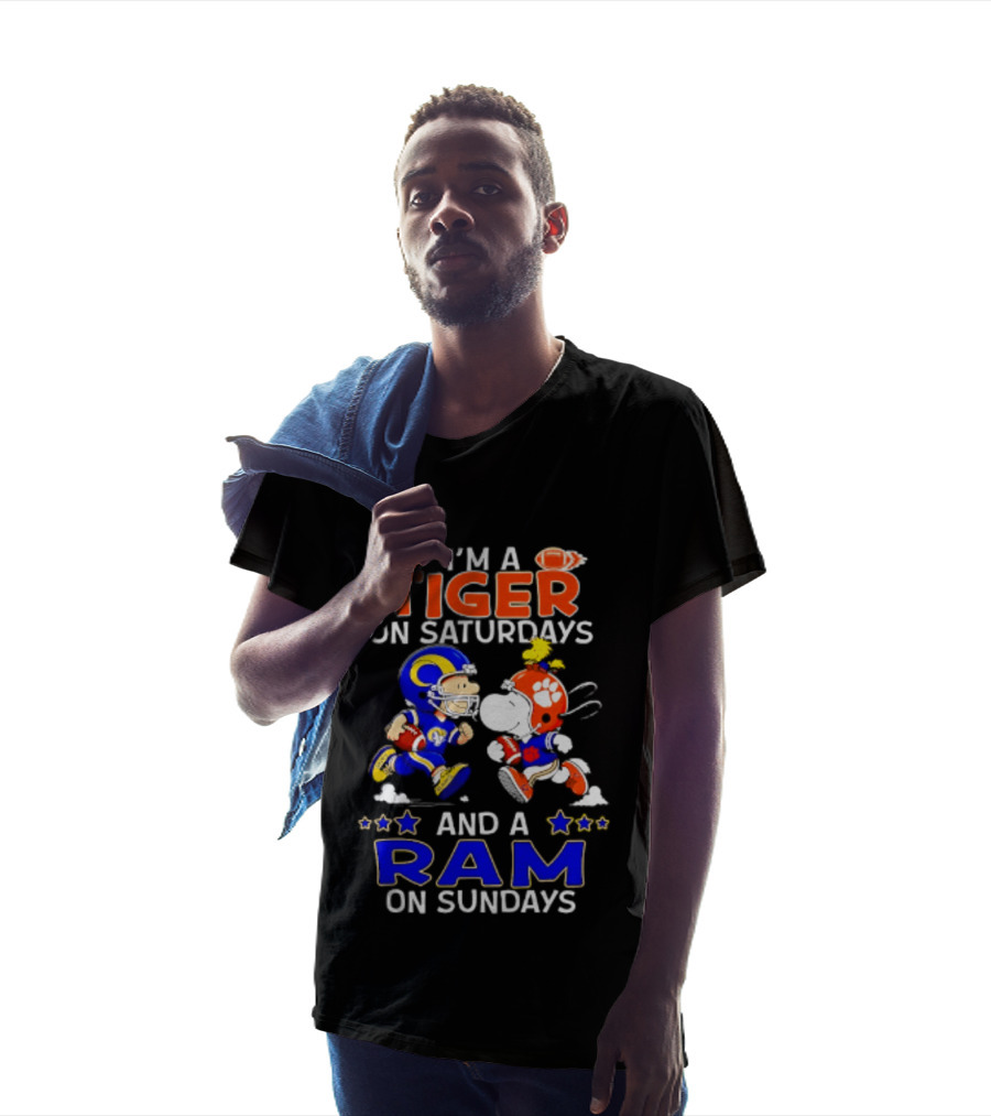 Peanuts I'm A Tiger On Saturdays And A Ram On Sundays Football Fans T-Shirt