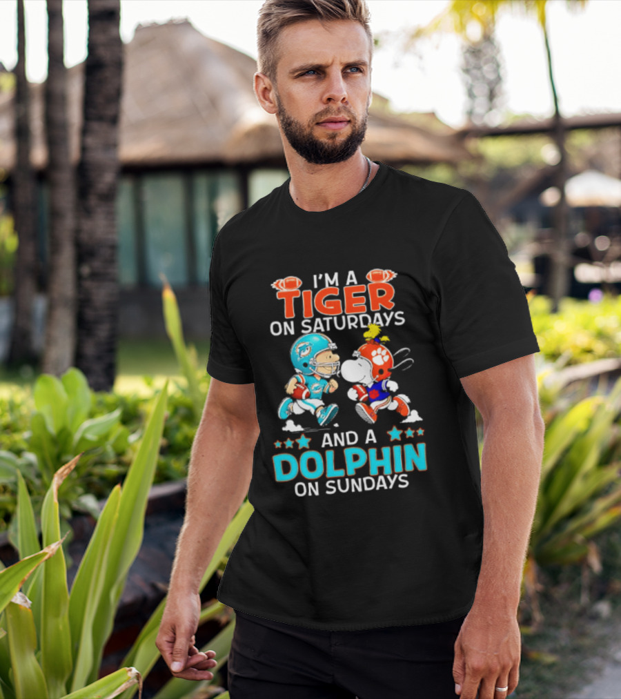 I'm A Tiger On Saturdays And A Dolphin On Sundays Peanuts Football T-Shirt