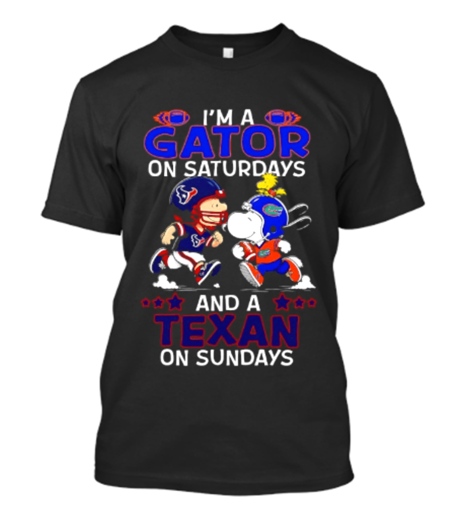 Peanuts Gator On Saturdays Texan On Sundays Football Mashup T-Shirt