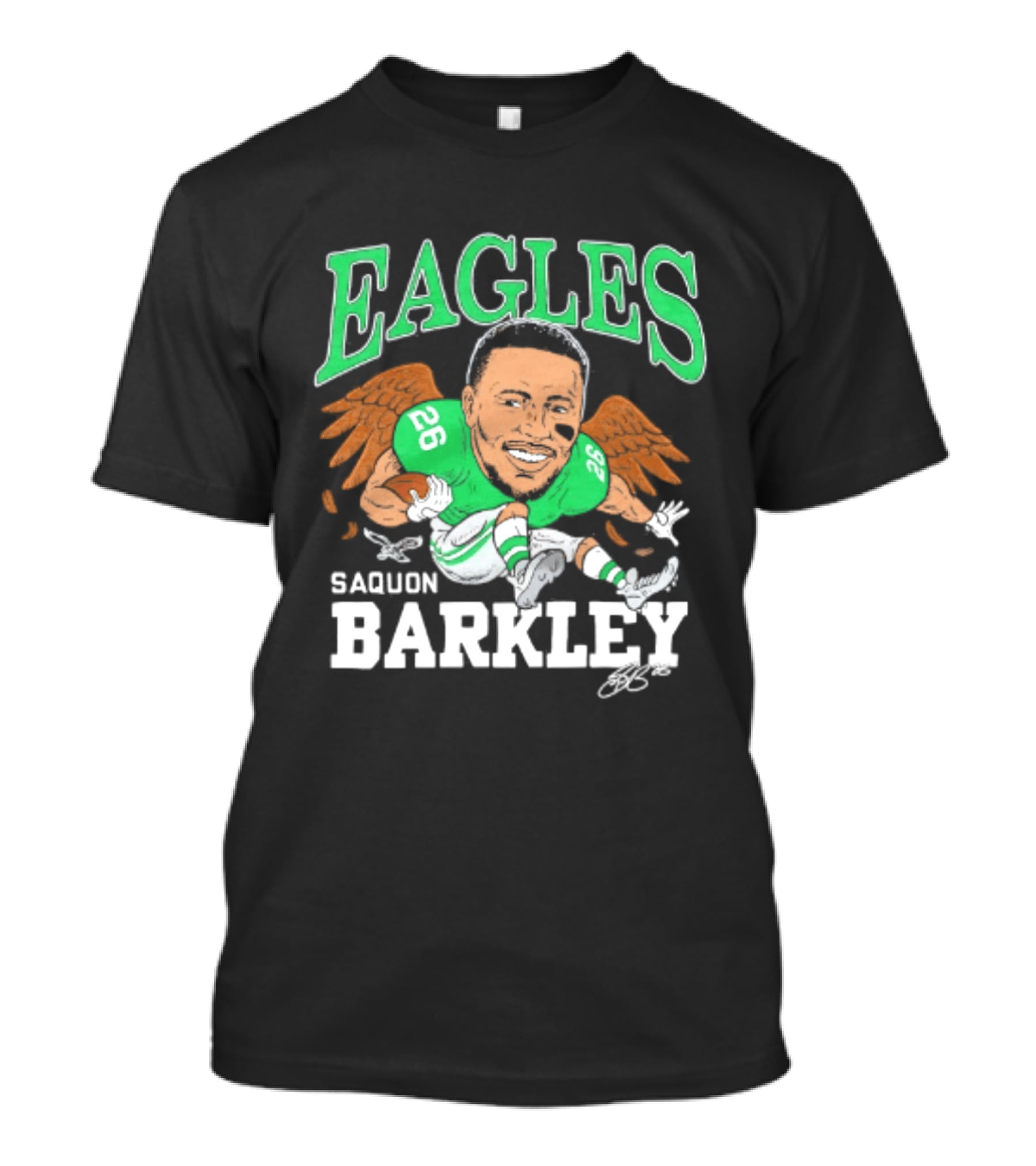 Eagles Saquon Barkley Caricature Green Wings 26 T-Shirt