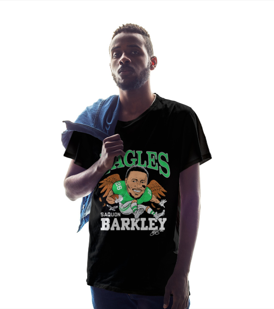 Eagles Saquon Barkley Caricature Green Wings 26 T-Shirt