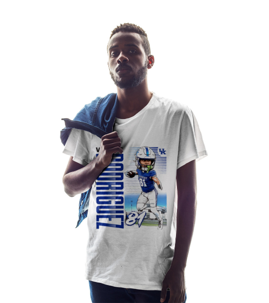 Willie Rodriguez 81 Kentucky Wildcats NCAA Football Player Name Caricature T-Shirt