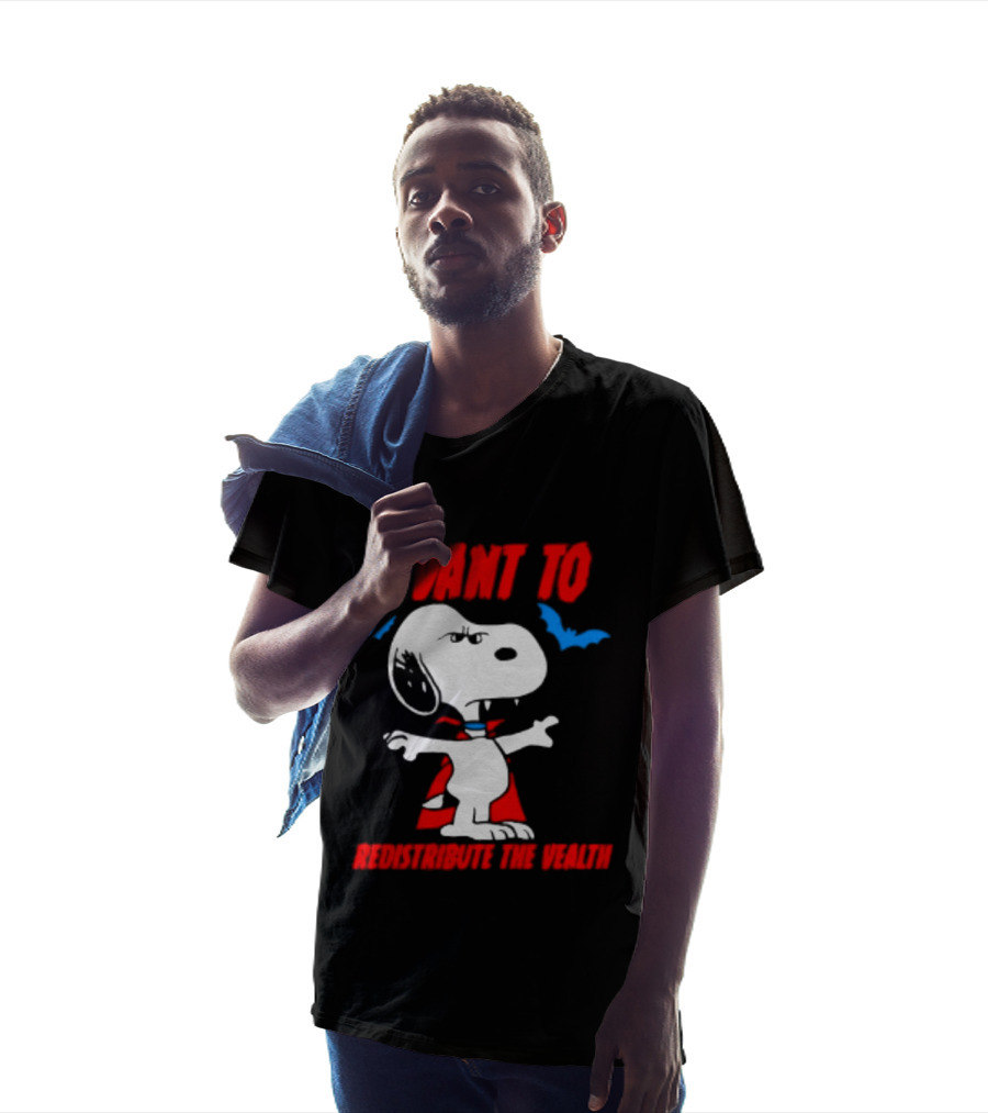 Snoopy I Want To Redistribute The Wealth Halloween Dracula Bats T-Shirt