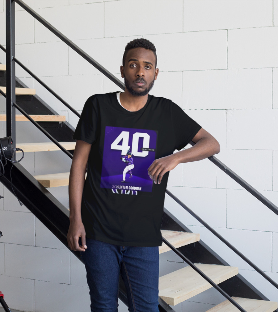 Hunter Goodman 40 Home Runs Colorado Rockies Purple T-Shirt