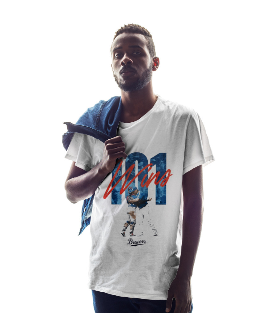 Brewers 101 Wins Robert Gasser William Contreras Celebration T-Shirt