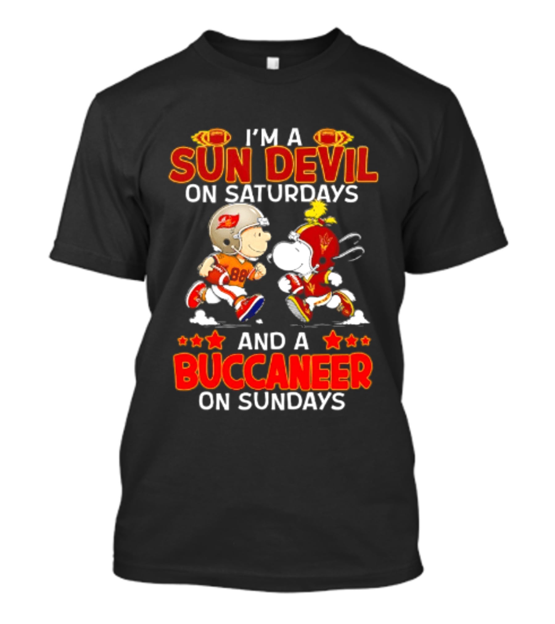 I'm A Sun Devil On Saturdays And A Buccaneer On Sundays Peanuts Characters Football Fan T-Shirt