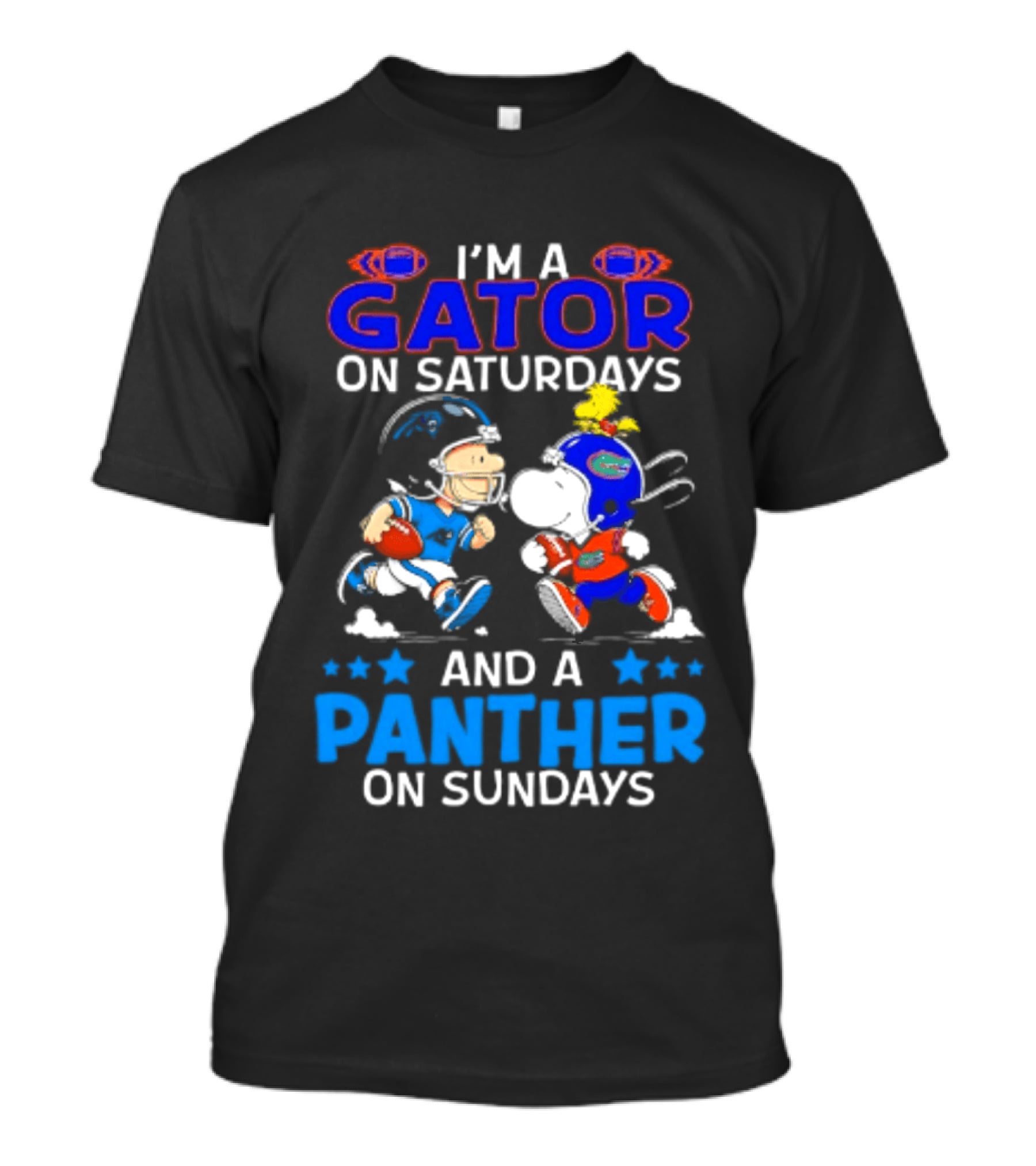 Peanuts I'm A Gator On Saturdays And A Panther On Sundays Football T-Shirt