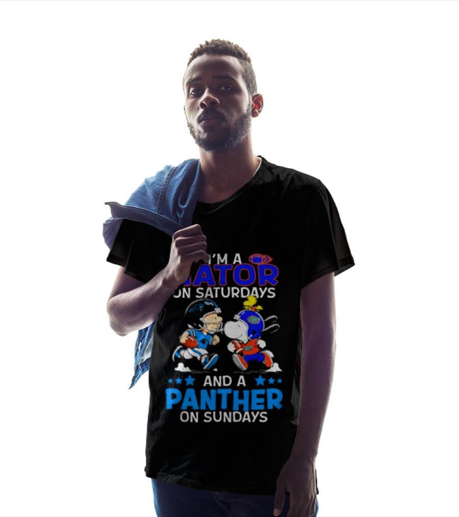 Peanuts I'm A Gator On Saturdays And A Panther On Sundays Football T-Shirt
