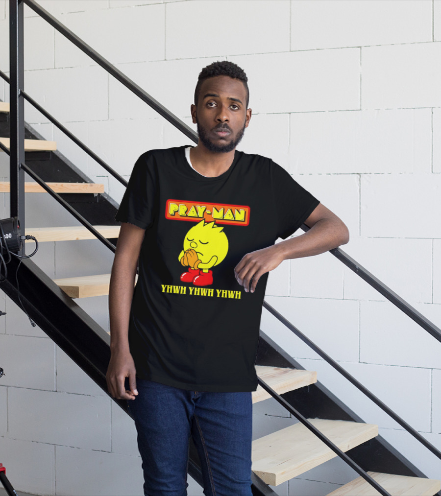 Pray Man YHWH Spiritual Pac Man Symbolism T-Shirt
