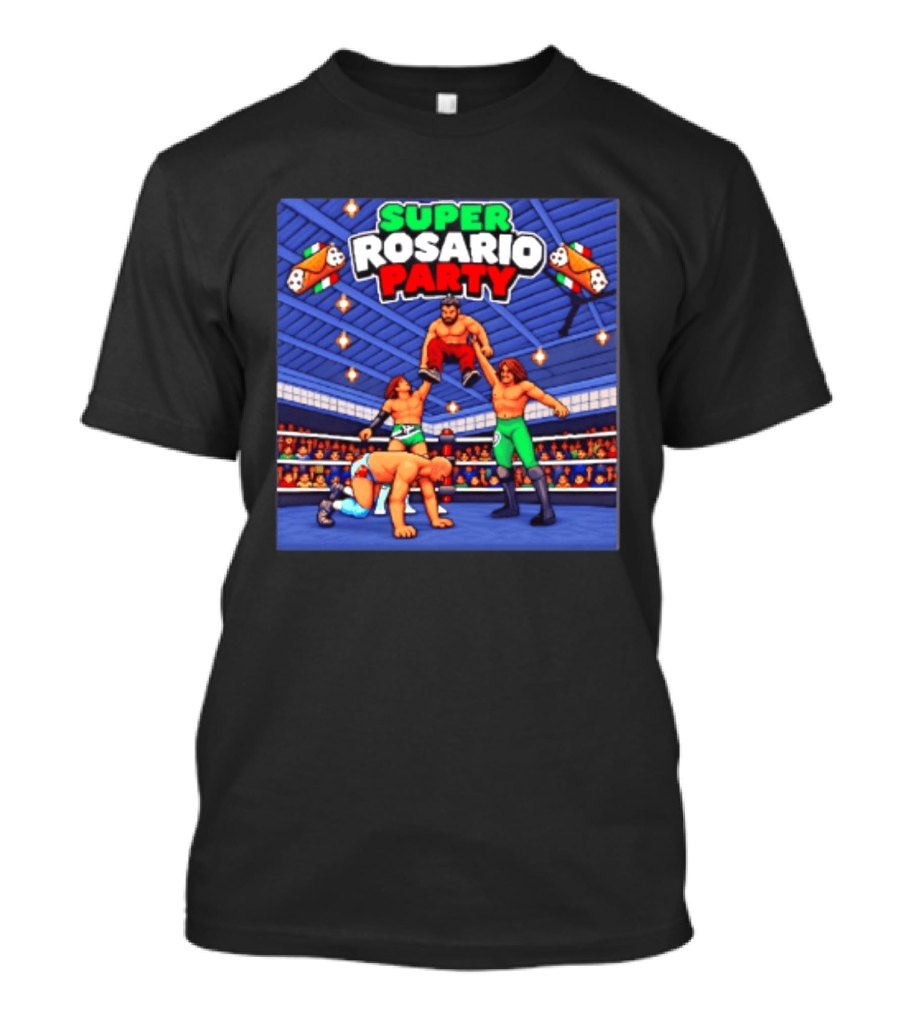 Super Rosario Party Wrestling Arena Pizzeria T-Shirt