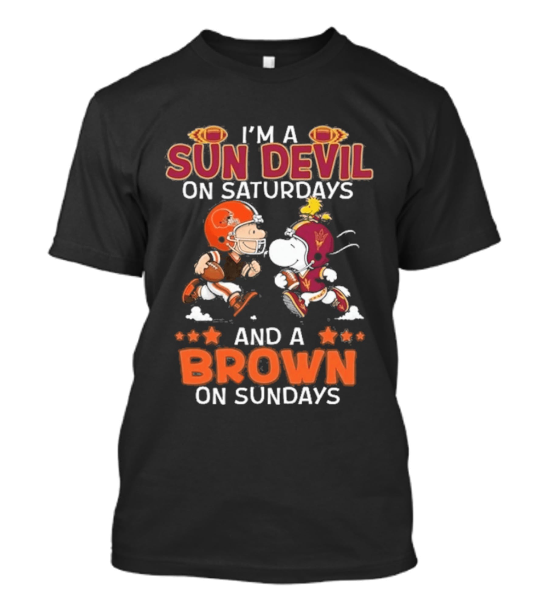 Charlie Brown Snoopy Sun Devil Saturdays Brown Sundays Football T-Shirt