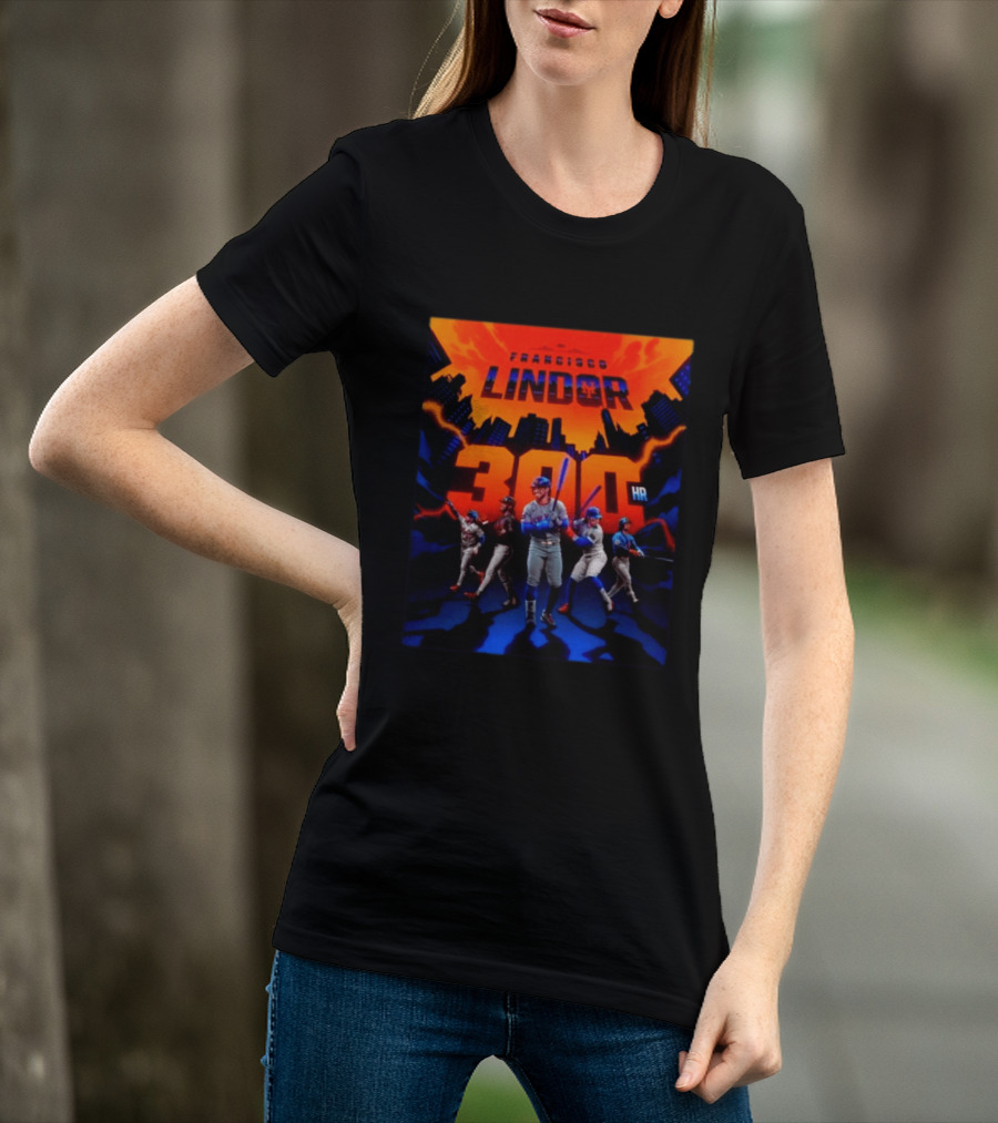 Francisco Lindor 300 HR Achievement Mets Skyline Celebration T-Shirt