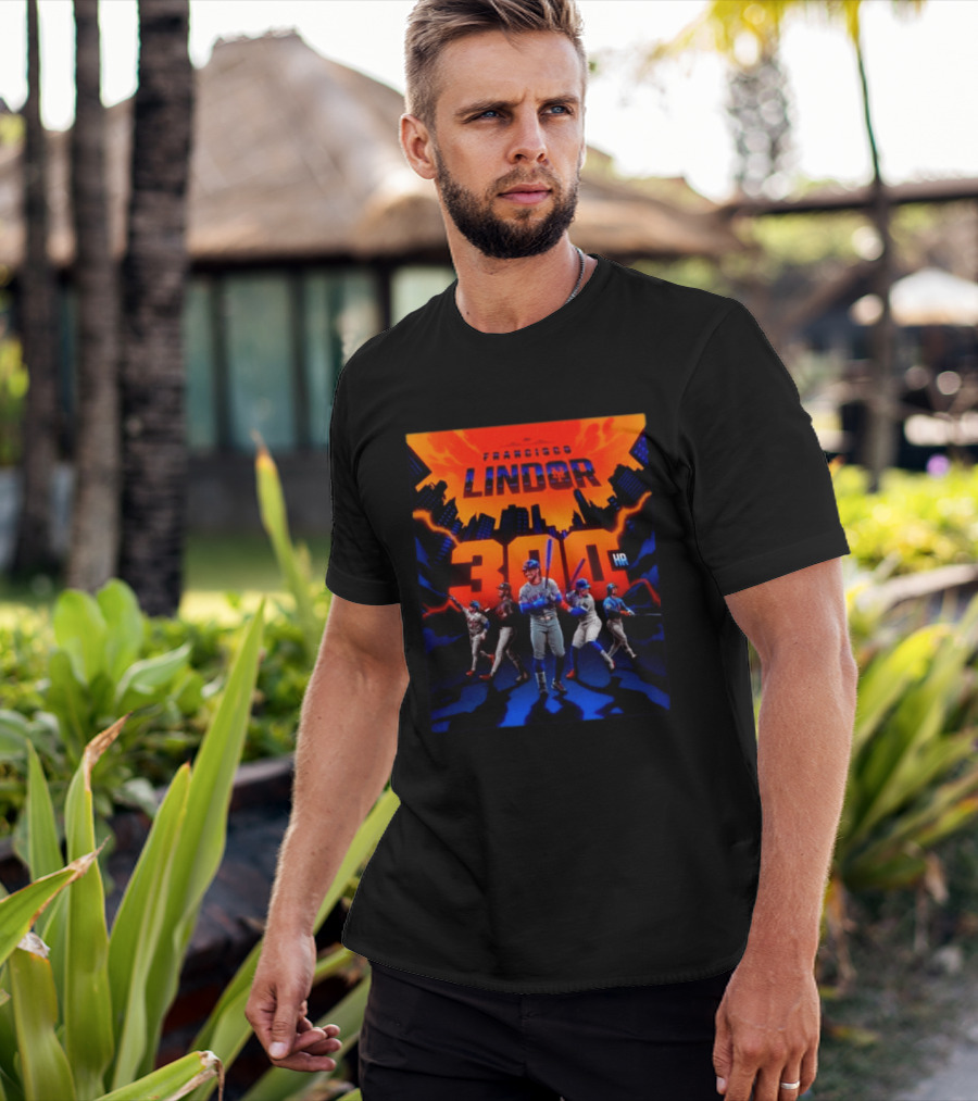 Francisco Lindor 300 HR Achievement Mets Skyline Celebration T-Shirt