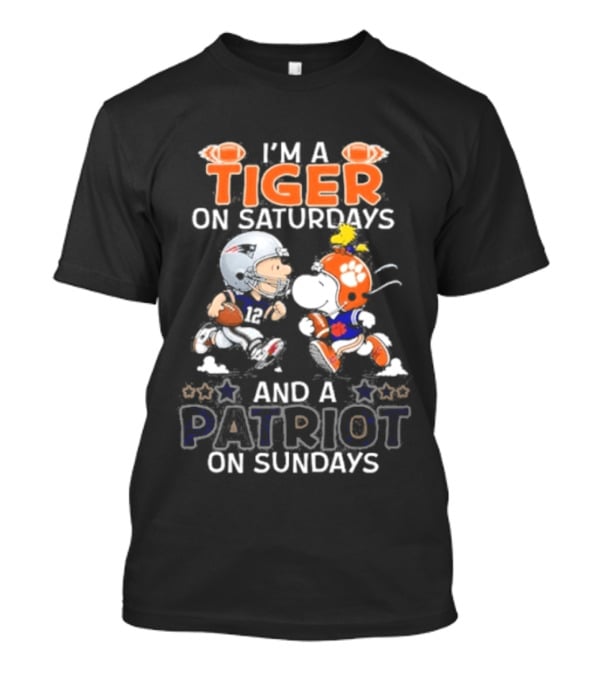 Charlie Brown Snoopy I'm A Tiger On Saturdays And A Patriot On Sundays T-Shirt