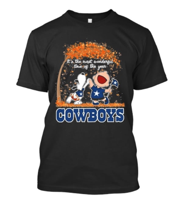 Dallas Cowboys Snoopy Charlie Brown Dancing Most Wonderful Time Of The Year 2026 T-Shirt