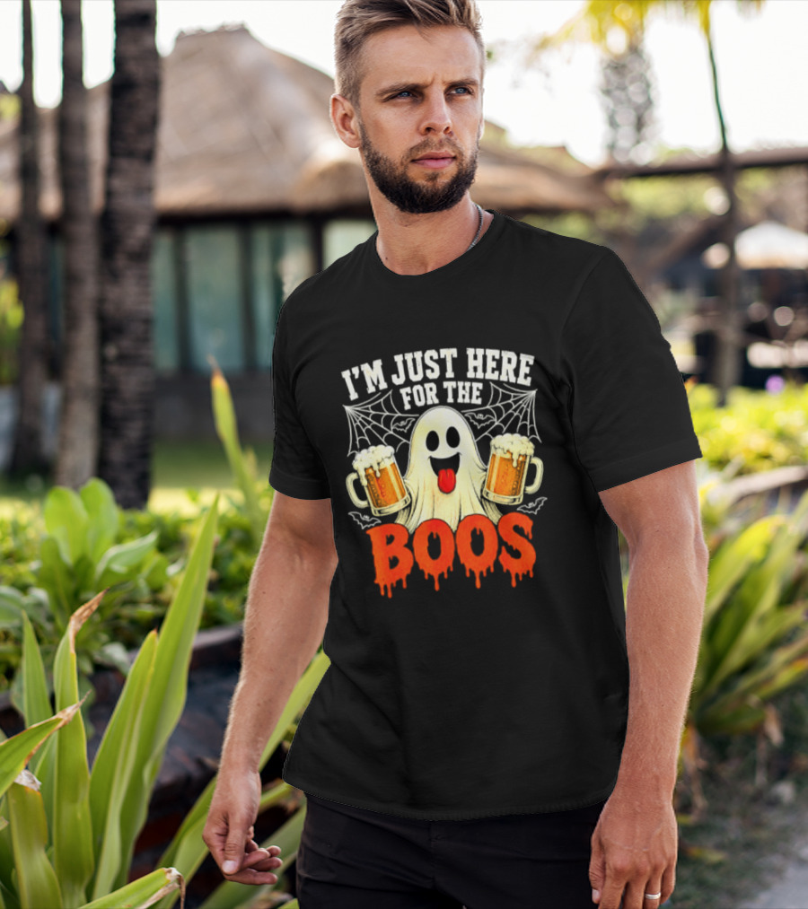 I'm Just Here For The Boos Ghost With Beer S Halloween T-Shirt