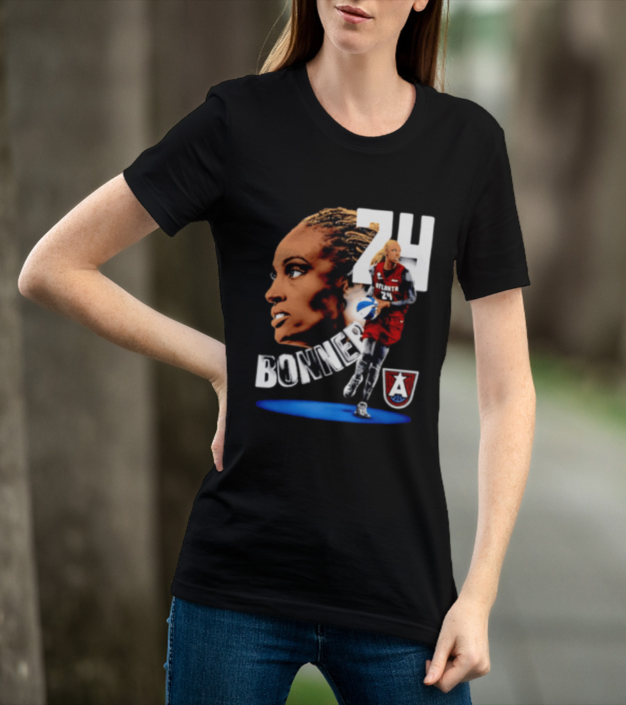 Dewanna Bonner 24 Atlanta Dream WNBA Basketball Player Portrait And Action T-Shirt