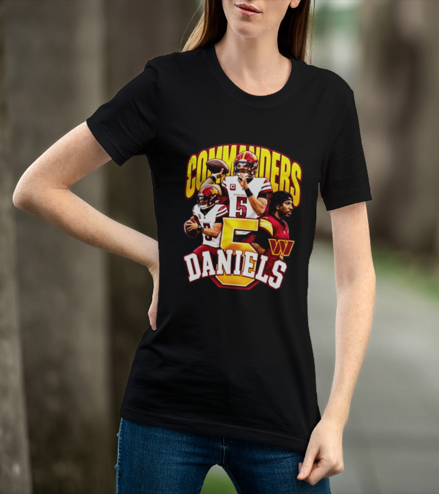 Commander Football Number 5 Jayden Daniels W T-Shirt