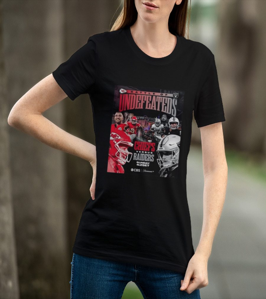 Kansas City Chiefs Vs Las Vegas Raiders Battle Of Undefeated 2026 NFL Showdown CBS Sunday 4:25ET T-Shirt