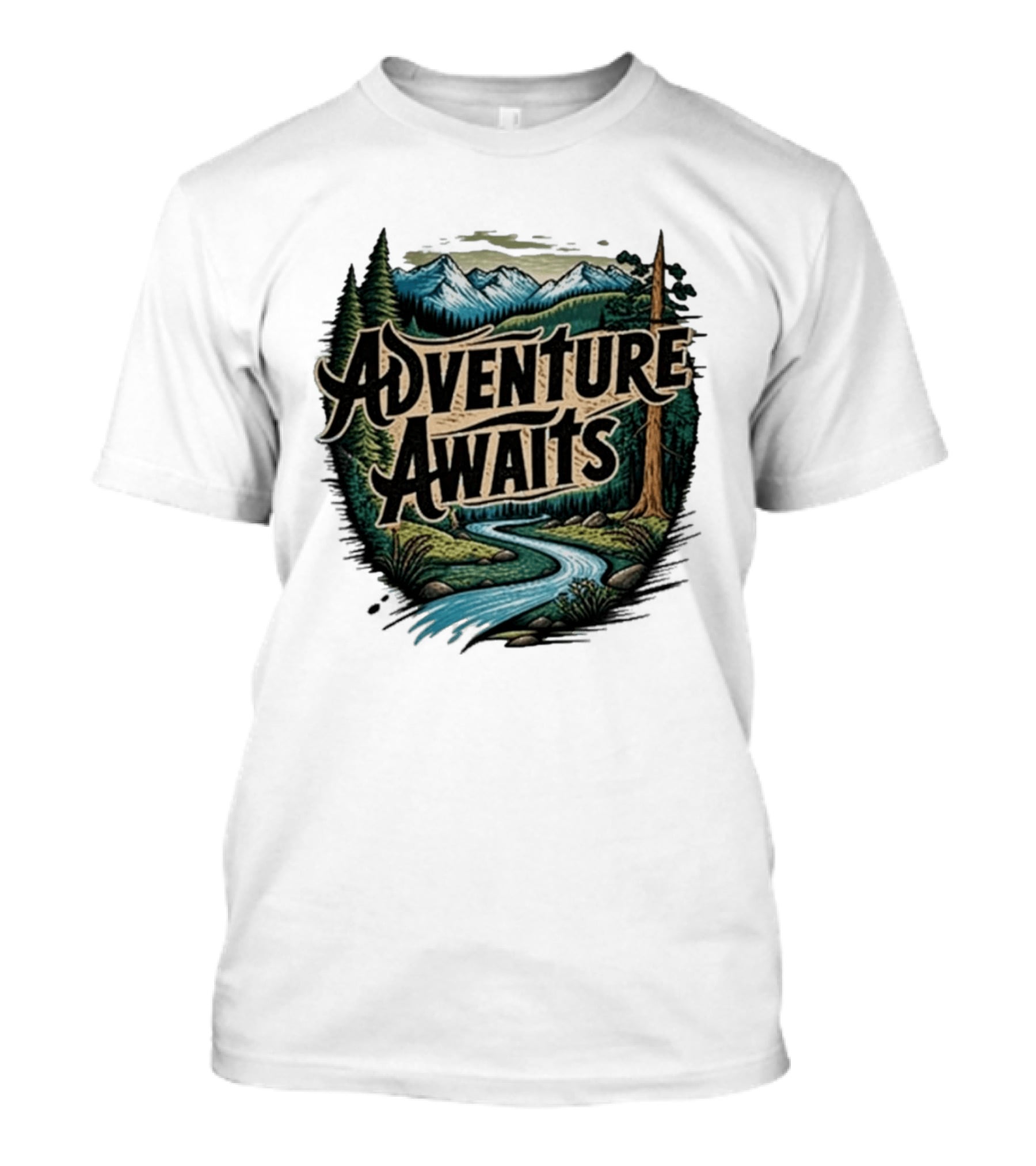Adventure Awaits Scenic Nature Camping Family Summer Wanderlust Vacation T-Shirt