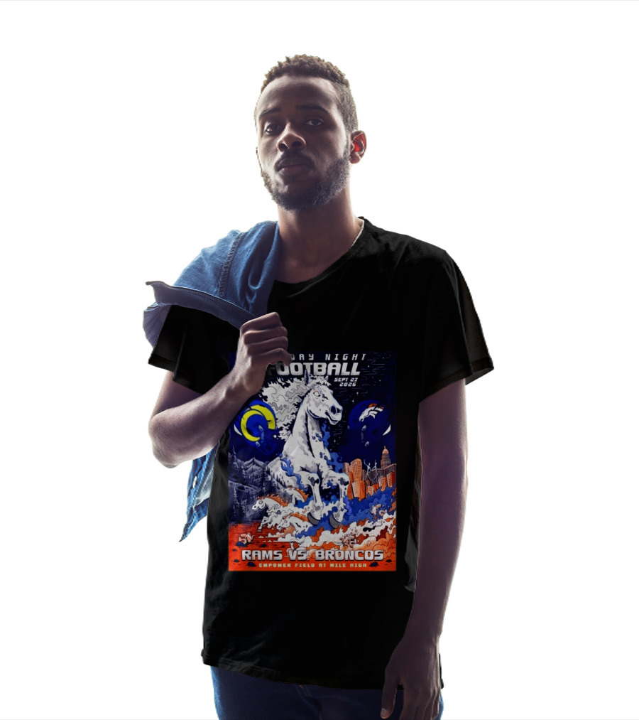 Sunday Night Football Rams Vs Broncos September 27 2026 Empower Field Mile High T-Shirt