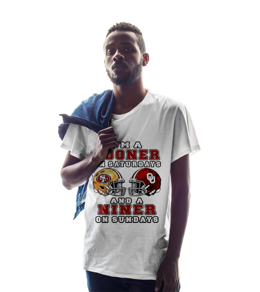 I'm A Sooner On Saturdays And A Niner On Sundays Football Fans Rivalry Helmet T-Shirt