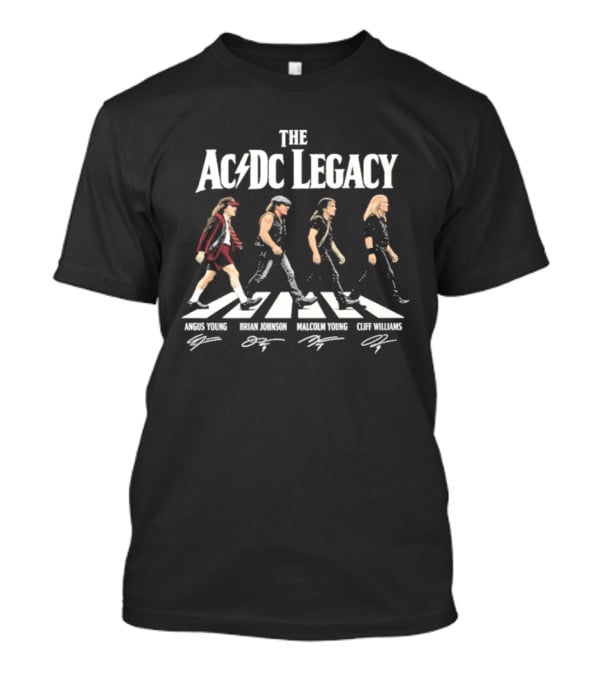 The AC DC Legacy Angus Young Brian Johnson Malcolm Young Cliff Williams Rock Band Abbey Road T-Shirt