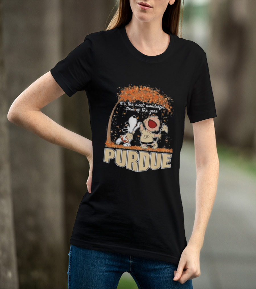 Purdue Boilermakers Snoopy Charlie Brown 2026 Most Wonderful Time Of The Year T-Shirt