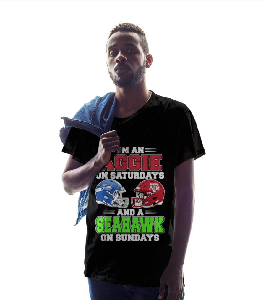 I'm An Aggie On Saturdays And A Seahawk On Sundays Football Helmets T-Shirt