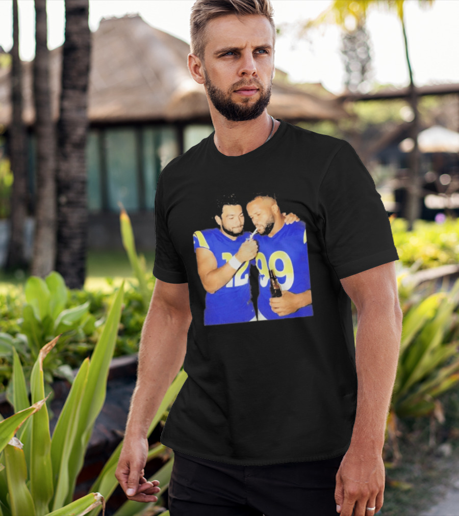 Los Angeles Rams Puka Nacua Aaron Donald Smoking Drinking NFL Football Team Players T-Shirt