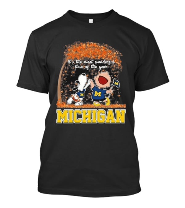 Michigan Wolverines Snoopy Charlie Brown 2026 Most Wonderful Time T-Shirt