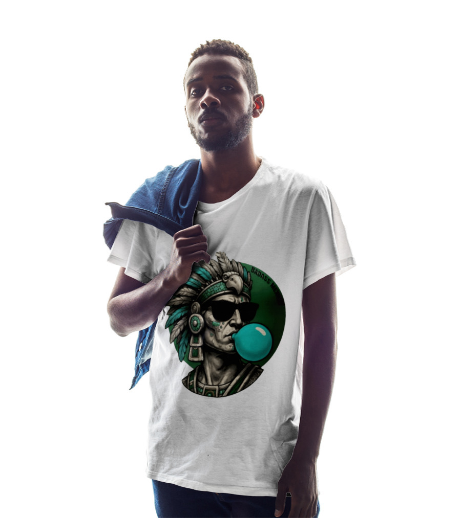 Aztec Warrior With Sunglasses Chewing Bubble Gum Badass Mexicans T-Shirt