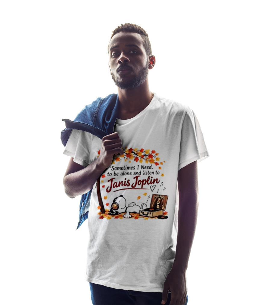 Snoopy Sometimes I Need To Be Alone And Listen To Janis Joplin Under Autumn Tree T-Shirt