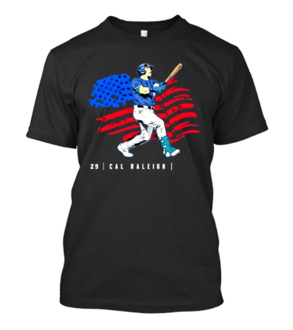 Cal Raleigh Baseball USA Flag Seattle Seahawks T-Shirt