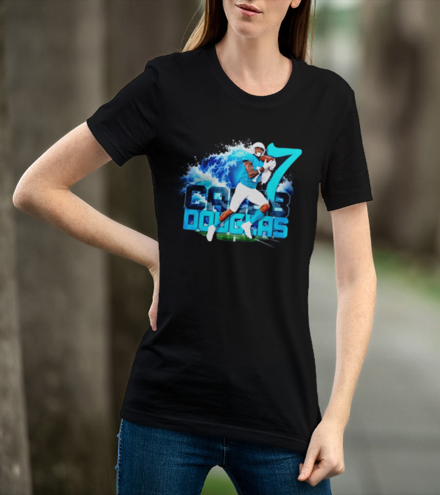 Caleb Douglas Miami Dolphins Tidal Wave Football Player Number 7 T-Shirt