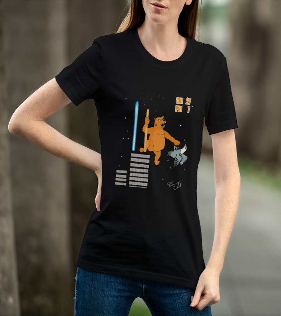 CHI 27 PHI 7 Cartoon Bears Vs Eagles Star Wars T-Shirt