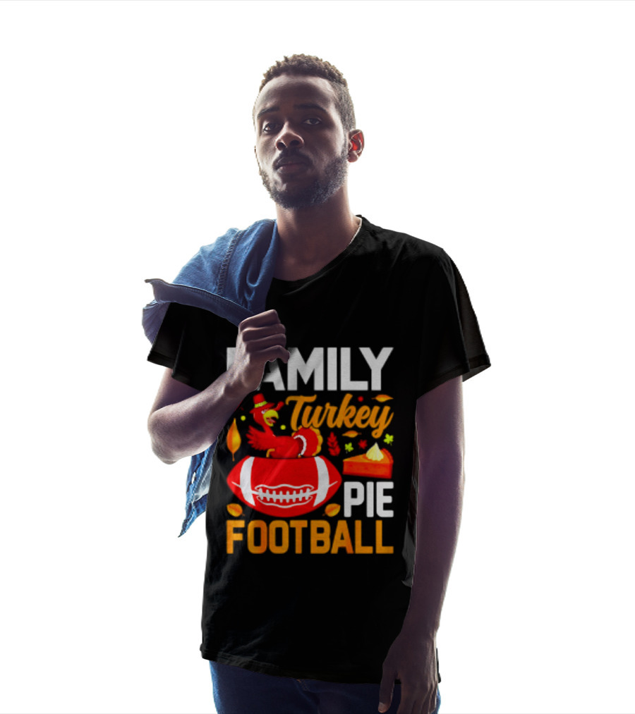 Family Turkey Pie Football Thanksgiving Festive Celebration T-Shirt