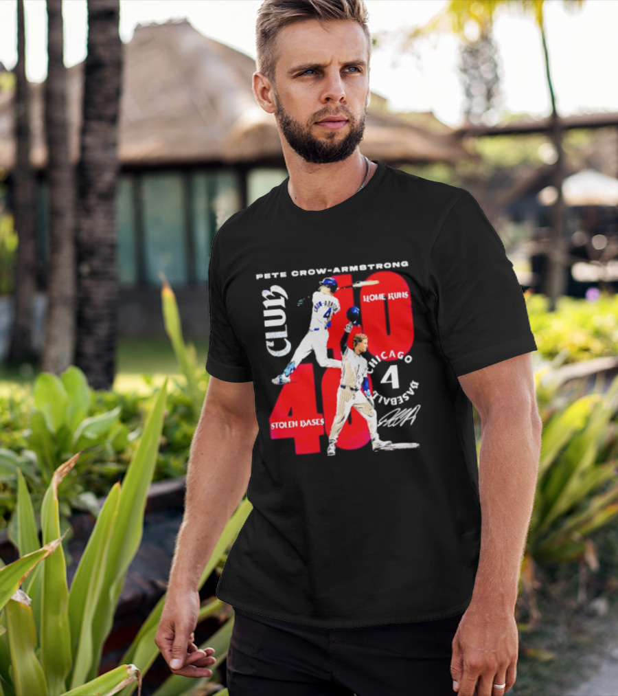 Pete Crow Armstrong Chicago Cubs 40 Home Runs 40 Stolen Bases Club Grunge T-Shirt