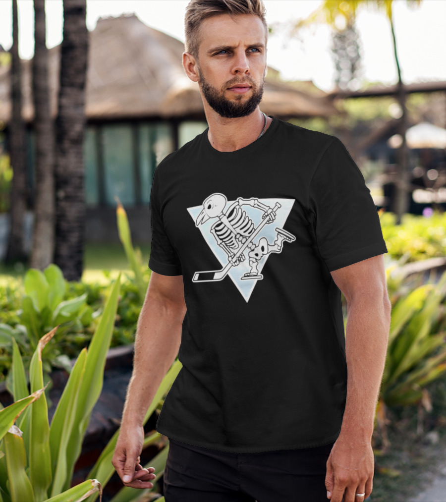 Pittsburgh Penguins Skeleton Bird Hockey Triangle T-Shirt