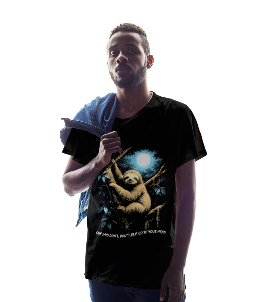 Sloth She Said Don't Let It Go To Your Head Moonlight Jungle Scene T-Shirt