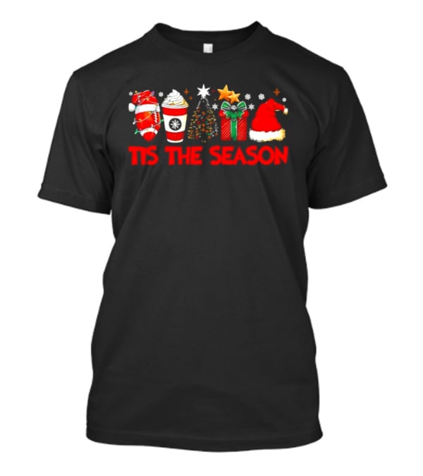 Tis The Season Football Coffee Christmas Tree Gift Santa Hat T-Shirt